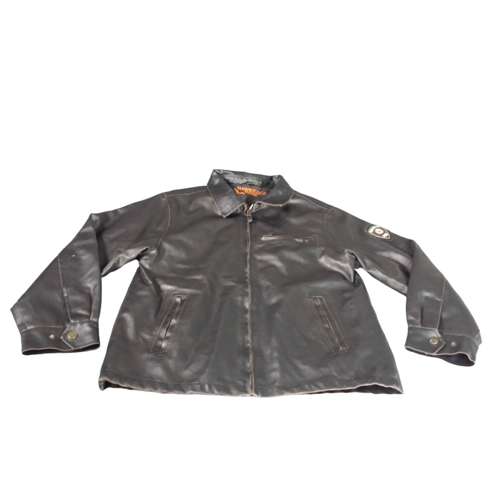 Hawke & Co. Outfitters Leather Jacket Youth Sz 18/20 Boys Black Everyday Winter